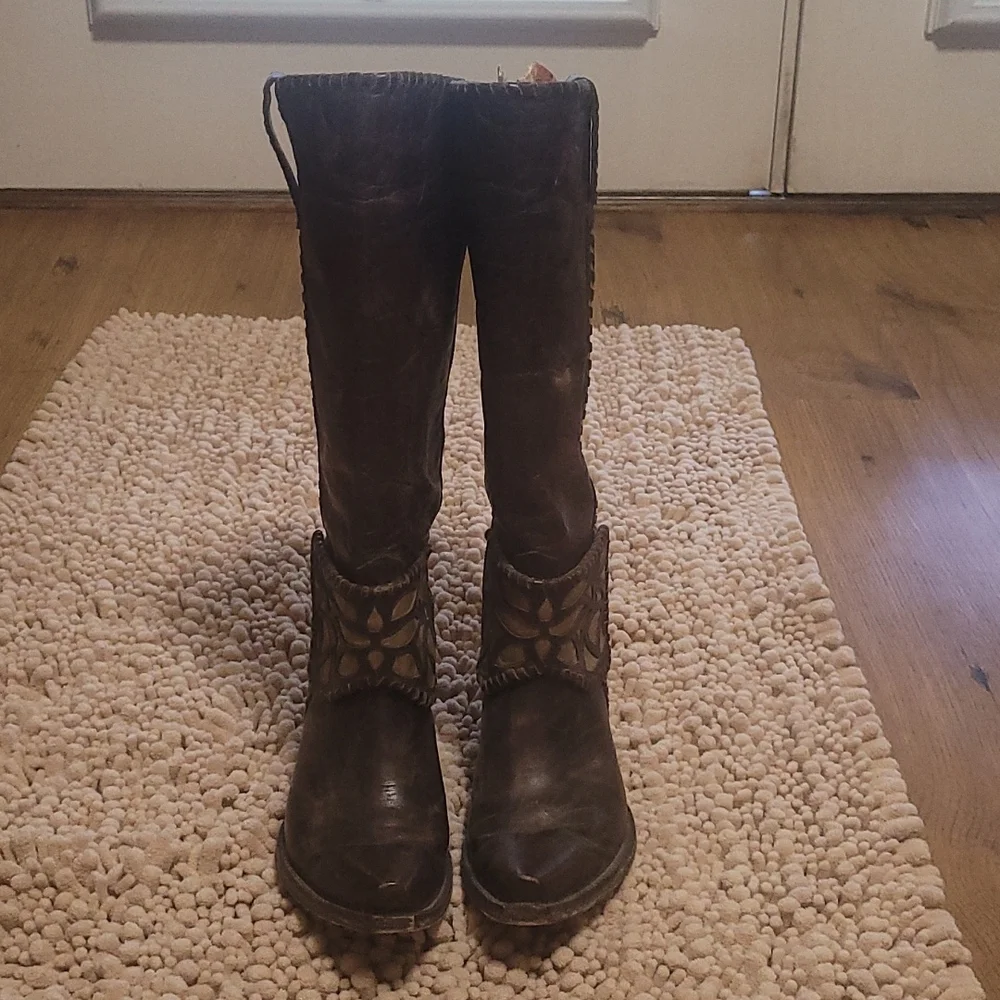 Old Gringo 7 1/2 B Distressed walking heel knee Boots - Picture 2 of 16